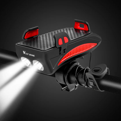 BikeLed 4 en 1: Luz LED, Bocina y Soporte para Teléfono