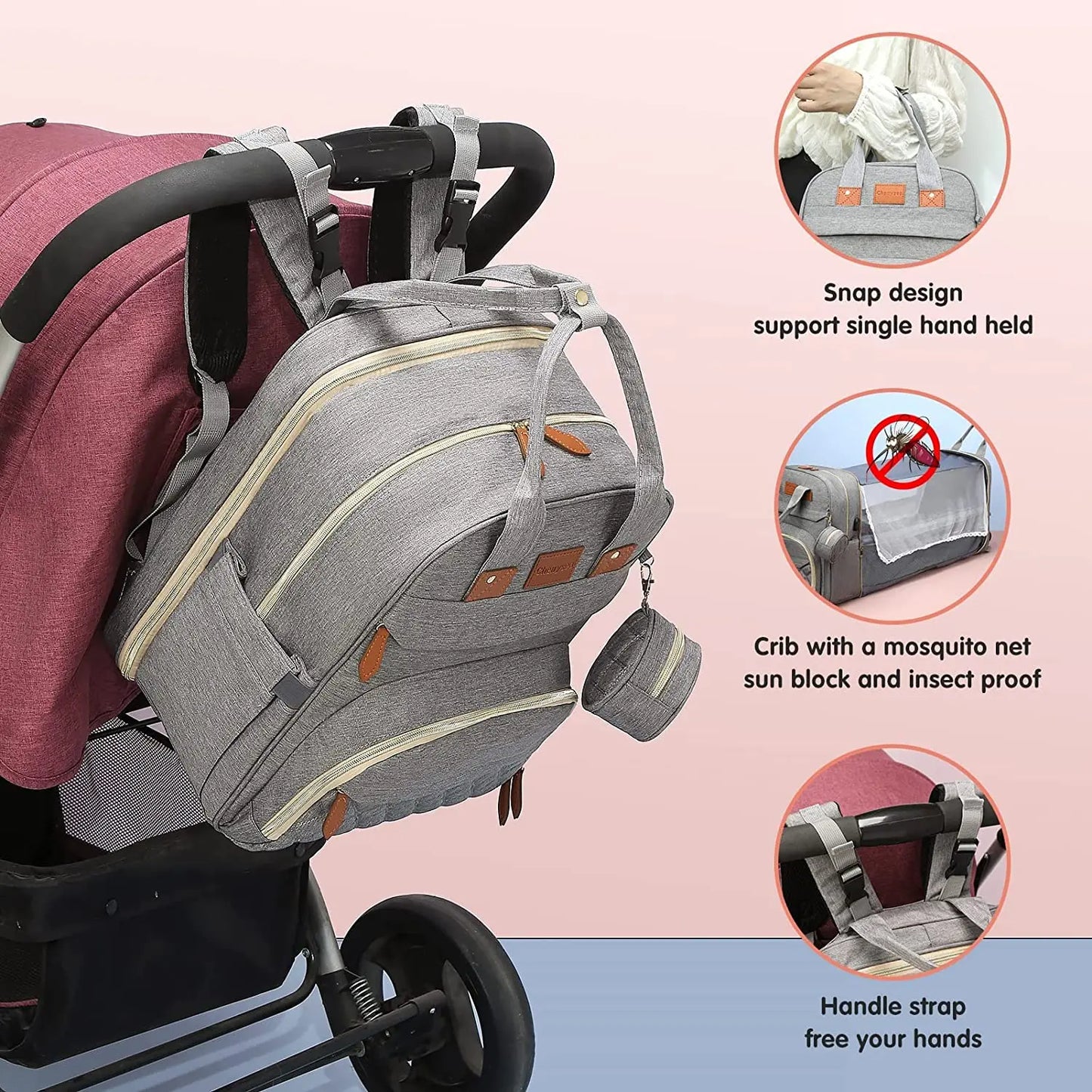 DerJunstar: Mochila Todo en Uno para Bebé con Cuna Portátil y Cargador USB